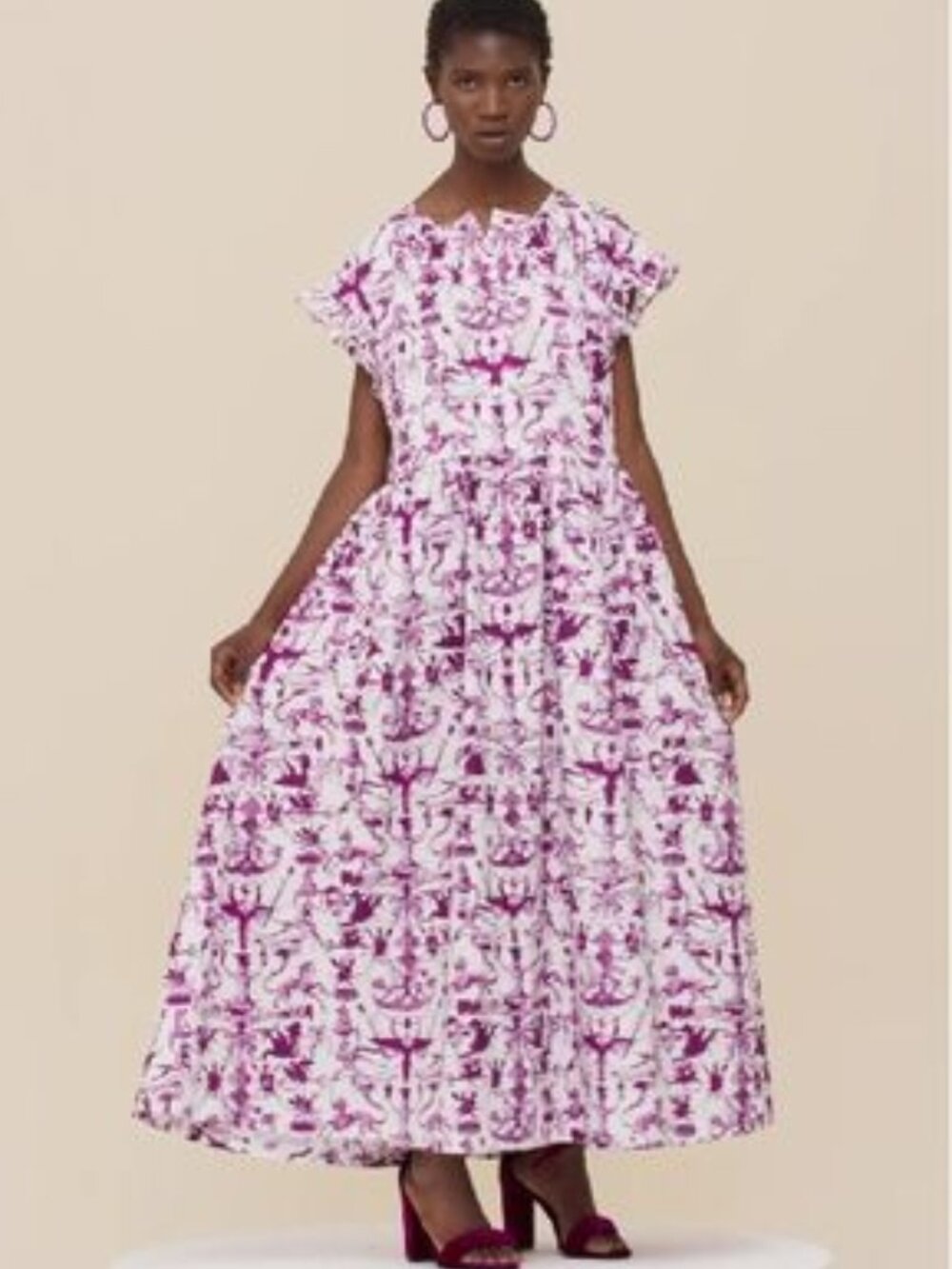 PATOU Voluminous maxi dress in Stories And Tales Print 38 dainty Ruffle sleeve 6